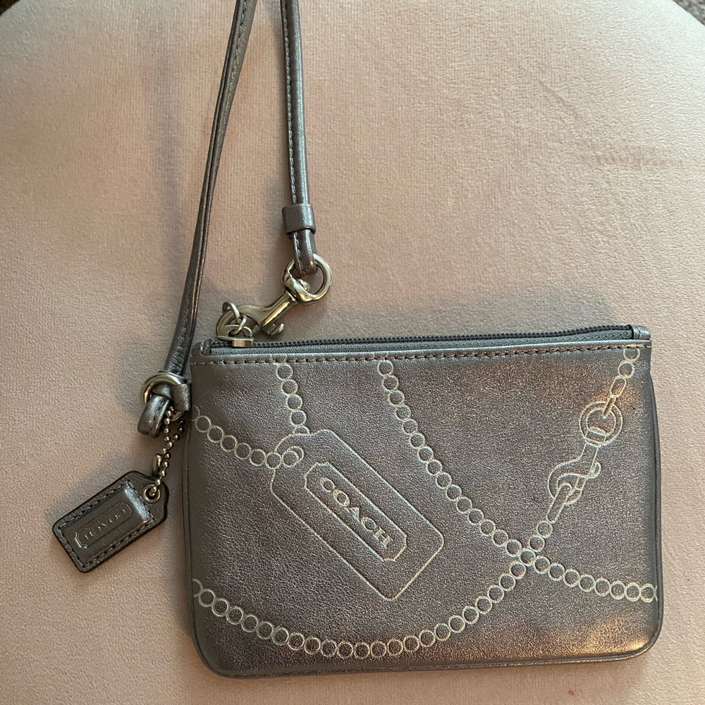 Coach silver wristlet